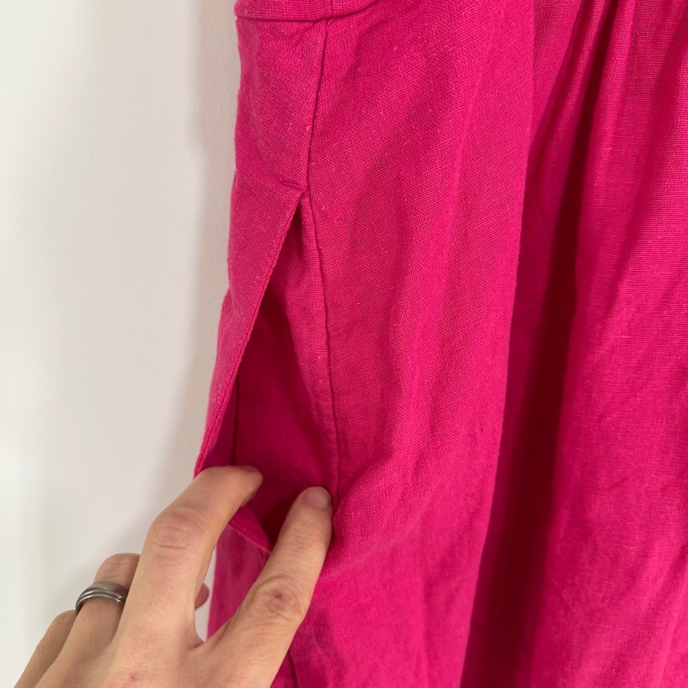Old Navy Linen Blend Cami Mini Dress Womens Large Pink Smocked Back | Barbiecore - Picture 3 of 8